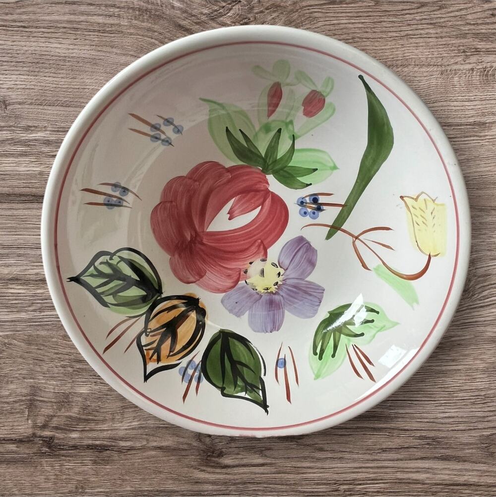 Vintage Ironstone Ovenware Bowl | Japan | Handpainted | 11 inches diameter